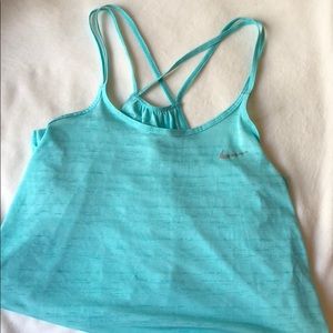 Nike Dri-fit Crossback Tank Top in Teal